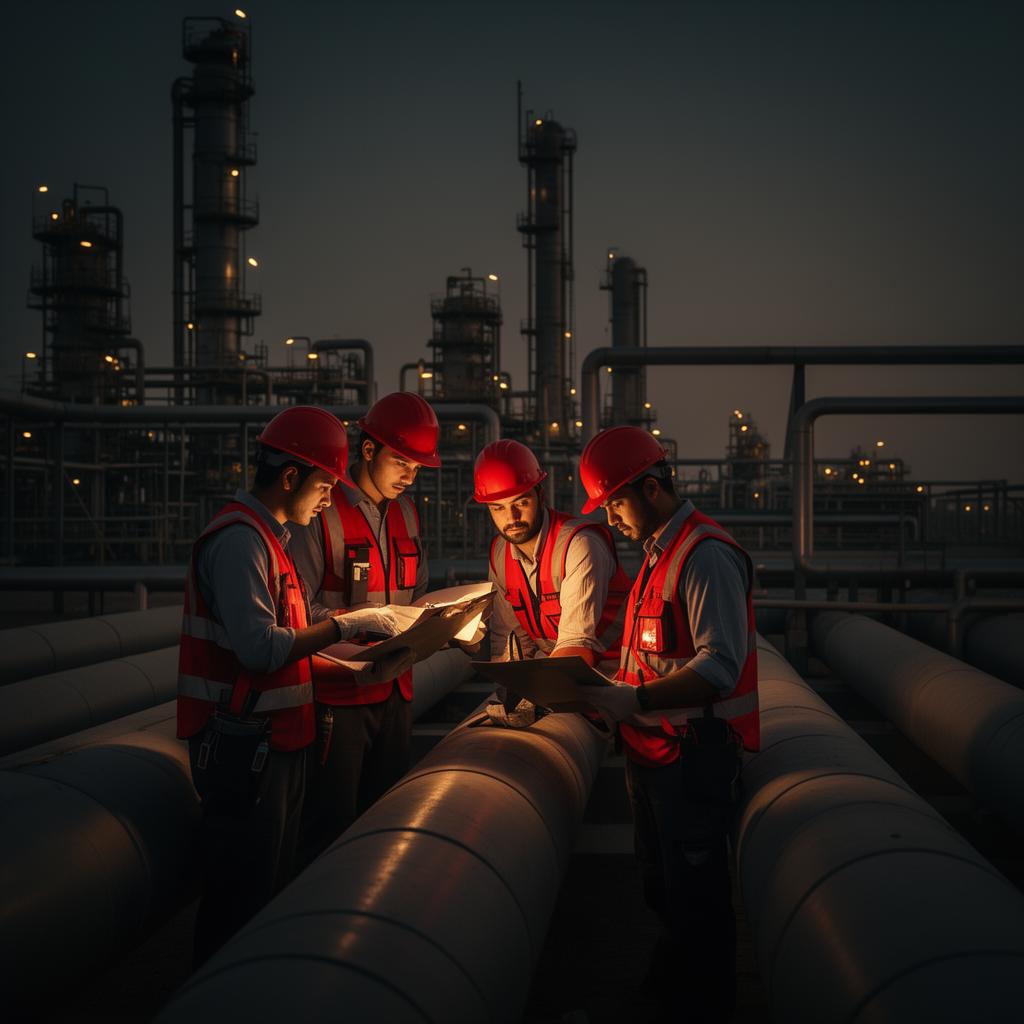 Engineers reviewing industrial operations data